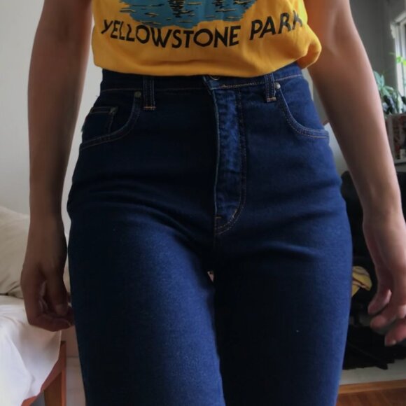 VTG Moschino Peace Back Pocket Stretch Denim Size 26 - Picture 2 of 11